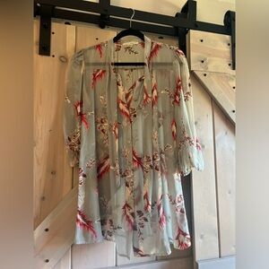 Trinity Semi Sheer Silk Tie Neck Tunic